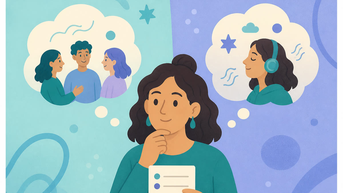 Adult reflecting on long-term experiences before beginning the test